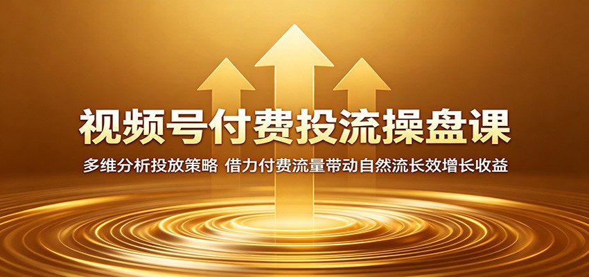 视频号付费投流操盘课：多维分析投放策略，借力付费流量带动自然流长效增长收益-网赚项目平台