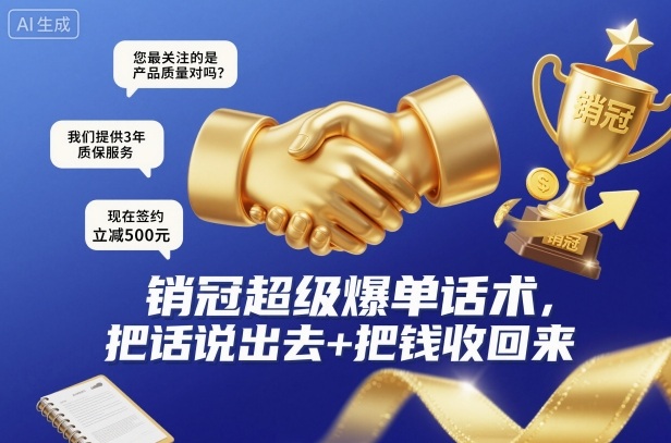 销冠超级爆单话术,把话说出去+把钱收回来-网赚项目平台