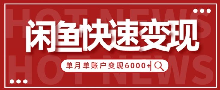 【新手项目】小白快速在闲鱼单月单账号变现6000+的秘密-网赚项目平台