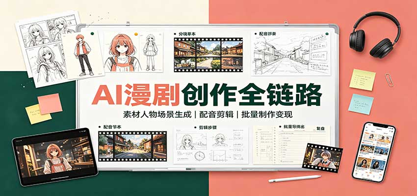 AI漫剧创作全链路：素材人物场景生成，配音剪辑，批量制作变现-网赚项目平台