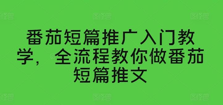 番茄短篇推广入门教学，全流程教你做番茄短篇推文-网赚项目平台