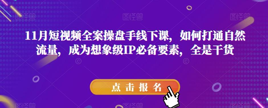11月短视频全案操盘手线下课，如何打通自然流量，成为想象级IP必备要素，全是干货-网赚项目平台