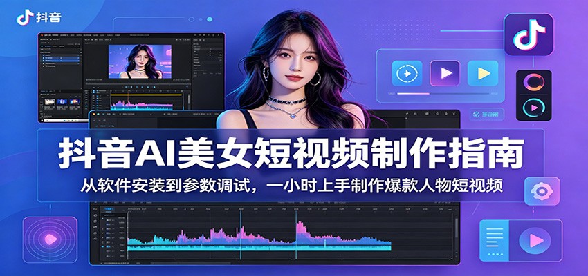 抖音AI美女短视频制作指南:从软件安装到参数调试,一小时上手制作爆款人物短视频-网赚项目平台