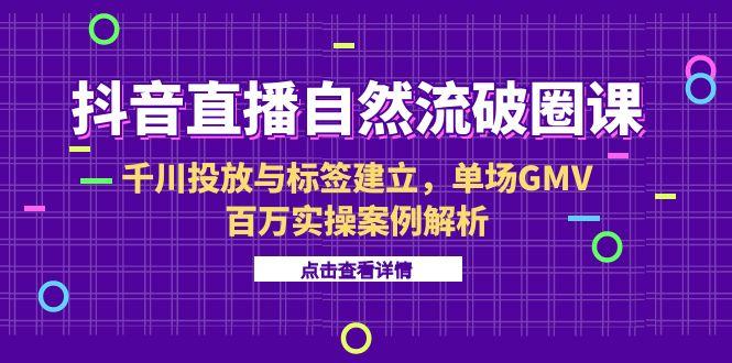 抖音直播自然流破圈课-6月，千川投放与标签建立，单场GMV百万实操案例解析-网赚项目平台