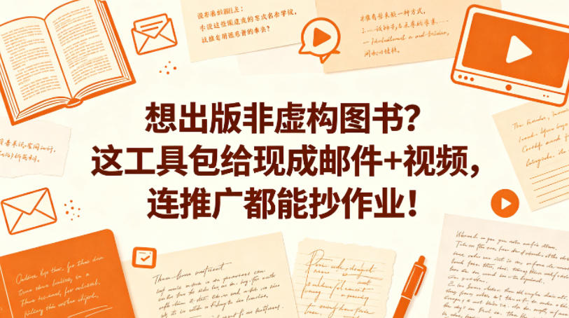 想出版非虚构图书？这工具包给现成邮件+视频，连推广都能抄作业！【原创双语字幕】-网赚项目平台