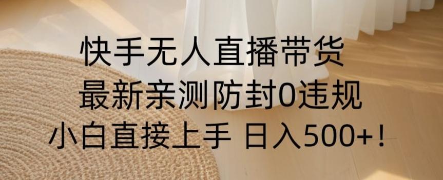 快手无人直播带货从0-1落地教学，最新防封0粉开播，小白可上手日入500+【揭秘】-网赚项目平台