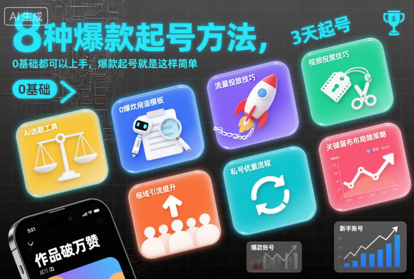8种爆款起号方法,0基础都可以上手,爆款起号就是这样简单-网赚项目平台
