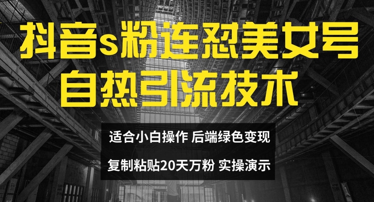 抖音s粉连怼美女号自热引流技术复制粘贴，20天万粉账号，无需实名制，矩阵操作【揭秘】-网赚项目平台