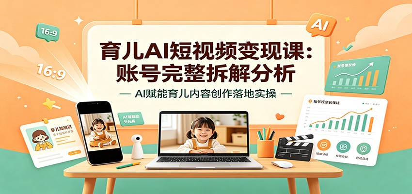 育儿AI短视频变现课:账号完整拆解分析,AI赋能育儿内容创作落地实操-网赚项目平台