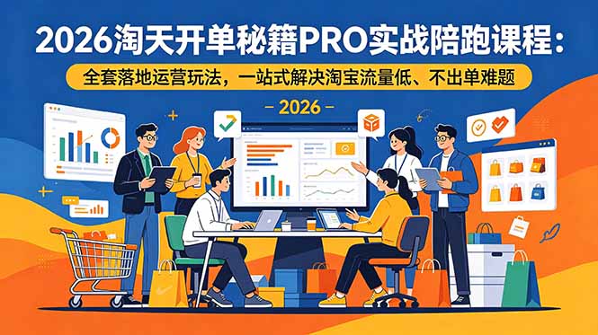 2026淘天开单秘籍PRO实战陪跑课程：全套落地运营玩法，一站式解决淘宝流量低、不出单难题-网赚项目平台