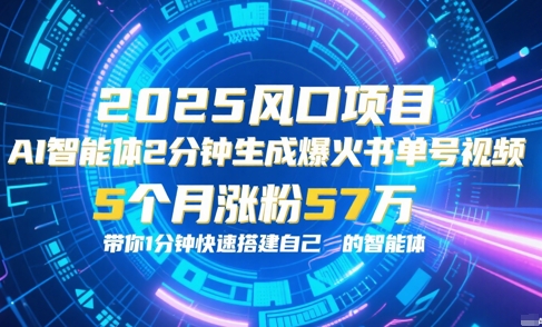 AI智能体2分钟一键生成爆火书单号原创视频，5个月涨粉57w，带你零代码1分钟搭建智能体-网赚项目平台
