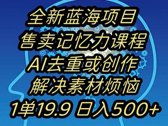 蓝海项目记忆力提升，AI去重，一单19.9日入500+【揭秘】-网赚项目平台