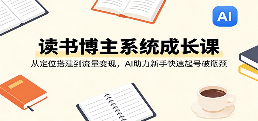 读书博主系统成长课：从定位搭建到流量变现，AI助力新手快速起号破瓶颈-网赚项目平台