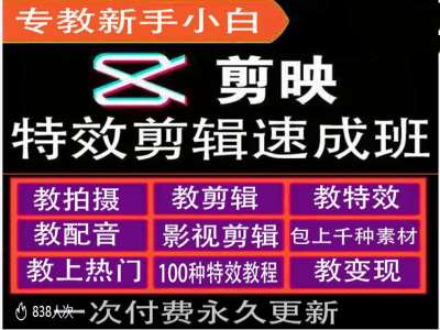 剪映特效教程和运营变现教程，特效剪辑速成班，专教新手小白-网赚项目平台