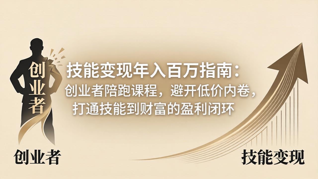 技能变现年入百万指南：创业者陪跑课程，避开低价内卷，打通技能到财富的盈利闭环-网赚项目平台