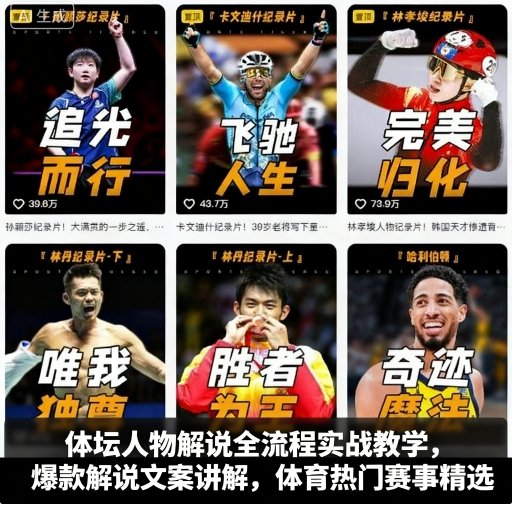 体坛人物解说全流程实战教学，爆款解说文案讲解，体育热门赛事精选-网赚项目平台