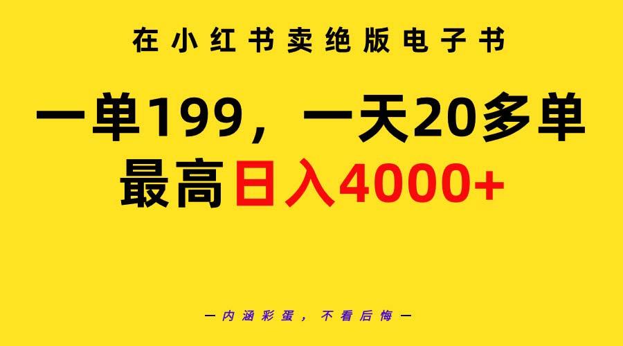 (9401期)在小红书卖绝版电子书，一单199 一天最多搞20多单，最高日入4000+教程+资料-网赚项目平台