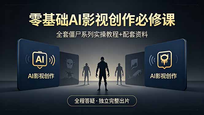 零基础AI影视创作必修课，全套僵尸系列实操教程加配套资料，全程答疑带你独立完整出片-网赚项目平台