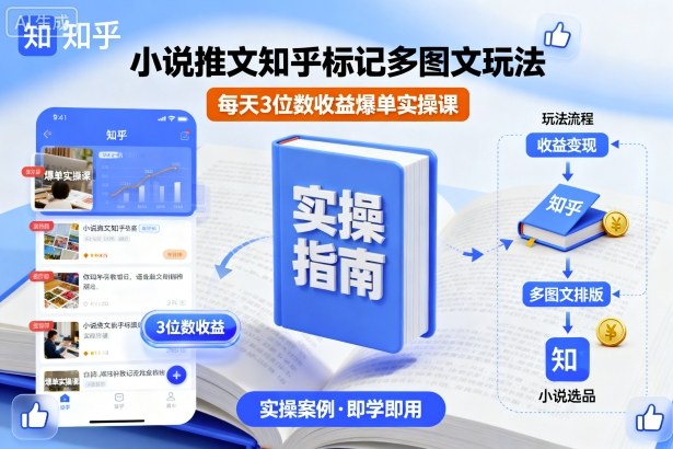 小说推文知乎标记多图文玩法,每天3位数收益爆单实操课-网赚项目平台