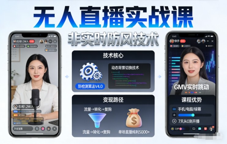 宝子哥无人直播实战课，非实时防风技术，聚焦抖音快手等平台直播带货，轻松开启直播变现之路(更新2026年07月11日)-网赚项目平台