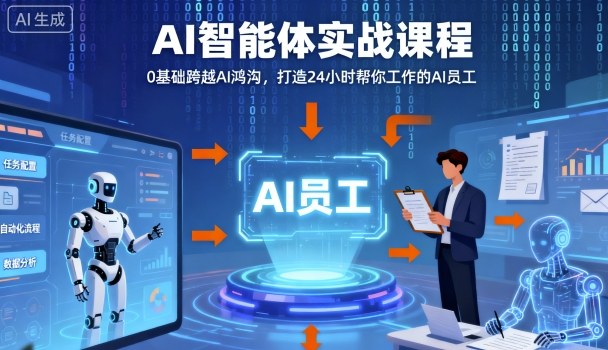 Ai智能体实战课程，0基础跨越Ai鸿沟，打造24小时帮你工作的Ai员工，打破常规，以实战定义Ai-网赚项目平台