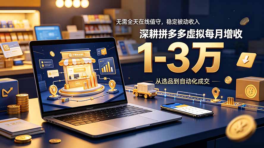 无需全天在线值守，稳定被动收入，深耕拼多多虚拟每月增收 1-3 万-网赚项目平台