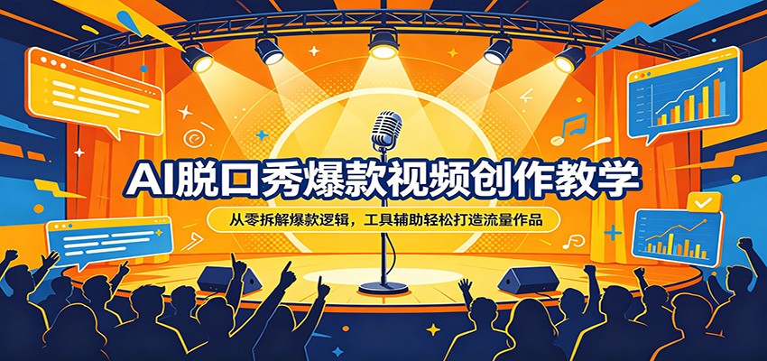 AI脱口秀爆款视频创作教学：从零拆解爆款逻辑，工具辅助轻松打造流量作品-网赚项目平台