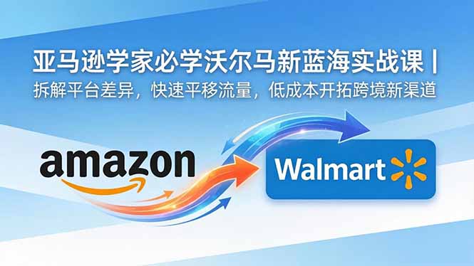 亚马逊卖家必学沃尔玛新蓝海实战课｜拆解平台差异，快速平移流量，低成本开拓跨境新渠道-网赚项目平台