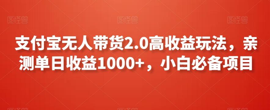 支付宝无人带货2.0高收益玩法，亲测单日收益1000+，小白必备项目【揭秘】-网赚项目平台