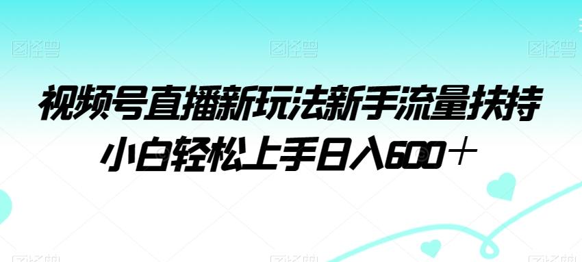 视频号直播新玩法新手流量扶持小白轻松上手日入600＋【揭秘】-网赚项目平台