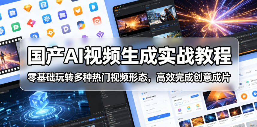 国产AI视频生成实战教程,零基础玩转多种热门视频形态,高效完成创意成片-网赚项目平台