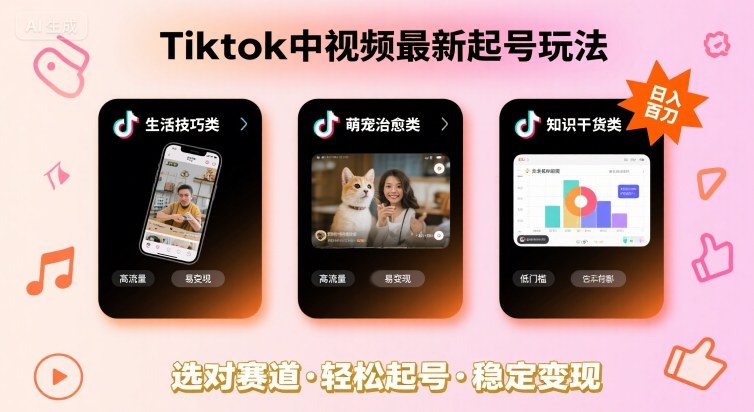 Tiktok中视频最新起号玩法，想要日入百刀，做好这几个赛道就可以了-网赚项目平台