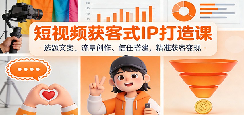 短视频获客式IP打造课：选题文案、流量创作、信任搭建，精准获客变现-网赚项目平台
