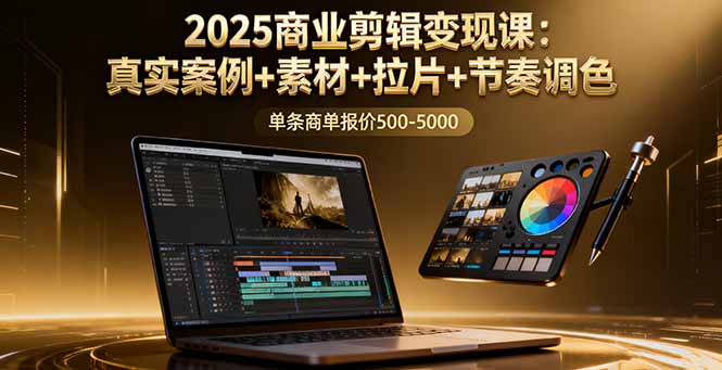 2025商业剪辑变现课：真实案例+素材+拉片+节奏调色，单条商单报价500-5000-网赚项目平台