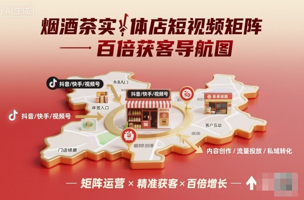 烟酒茶实体店短视频矩阵百倍获客导航图-网赚项目平台