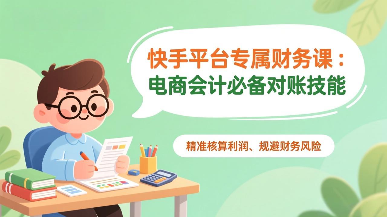 快手平台专属财务课：电商会计必备对账技能，精准核算利润、规避财务风险-网赚项目平台