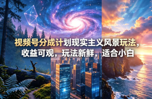 视频号分成计划现实主义风景玩法，收益可观，玩法新鲜，适合小白-网赚项目平台