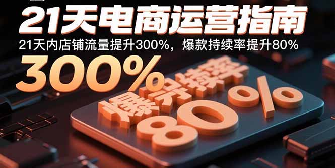 21天电商运营指南：21天内店铺流量提升300%，爆款持续率提升80%-网赚项目平台