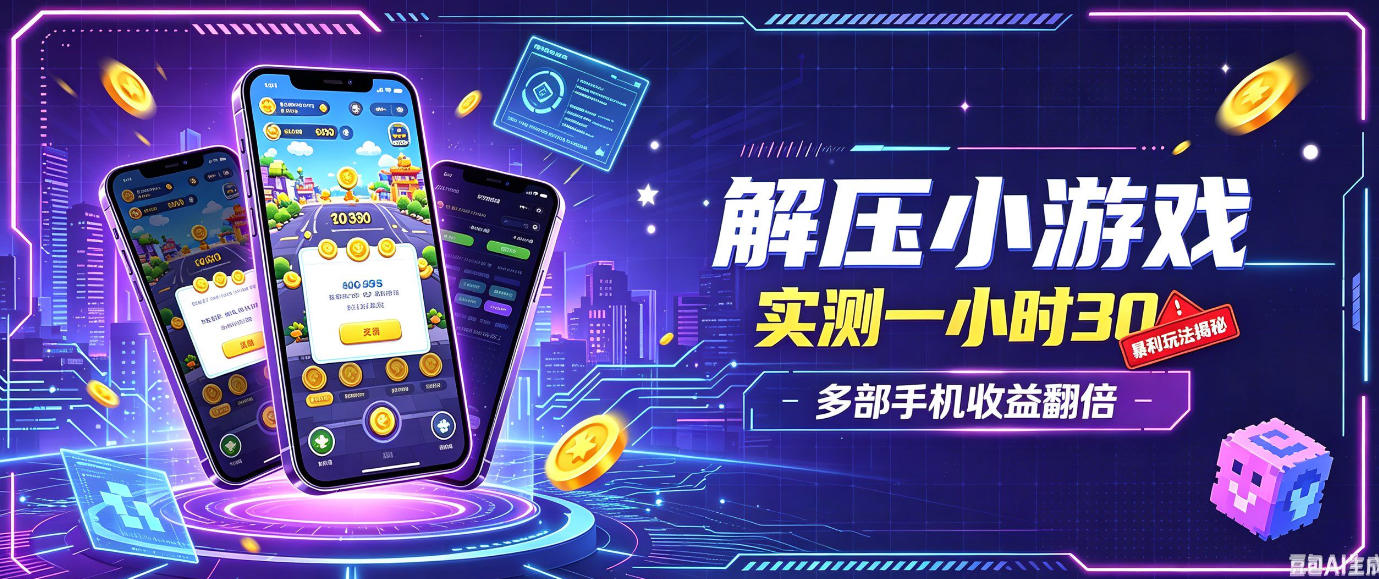 小游戏全流程玩法，实测一小时搞30，简单无脑解压，当天做当天就能看到进账，直接冲就行【揭秘】-网赚项目平台