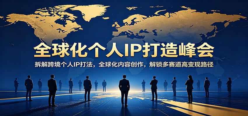 全球化个人IP打造峰会：拆解跨境个人IP打法，全球化内容创作，解锁多赛道高变现路径-网赚项目平台