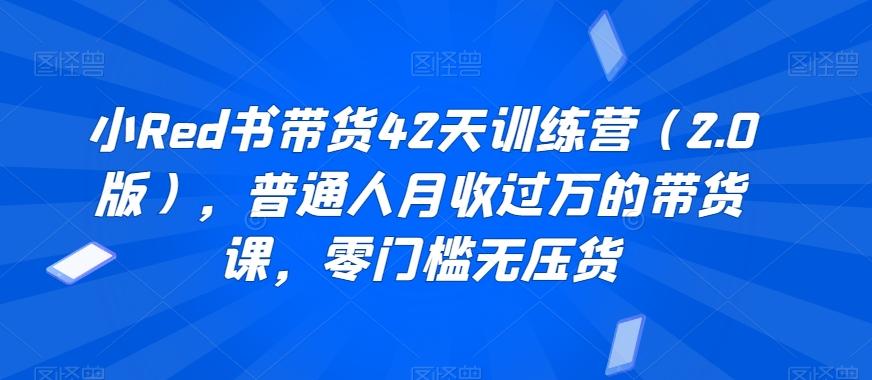 小Red书带货42天训练营(2.0版)，普通人月收过万的带货课，零门槛无压货-网赚项目平台