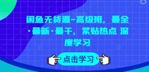 闲鱼无货源-高级班，最全·最新·最干，紧贴热点 深度学习-网赚项目平台