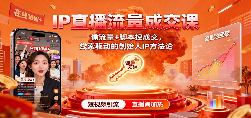 IP直播流量成交课:偷流量+脚本控成交,线索驱动的创始人IP方法论-网赚项目平台