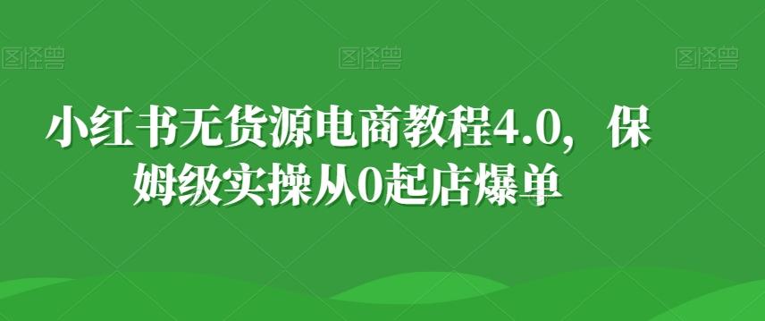小红书无货源电商教程4.0，保姆级实操从0起店爆单【拆解】-网赚项目平台