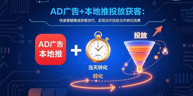 AD广告+本地推投放获客：快速掌握精准获客技巧，实现当天投放当天转化效果-网赚项目平台