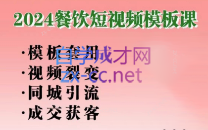 美丽老师·2024餐饮短视频摸版课-网赚项目平台