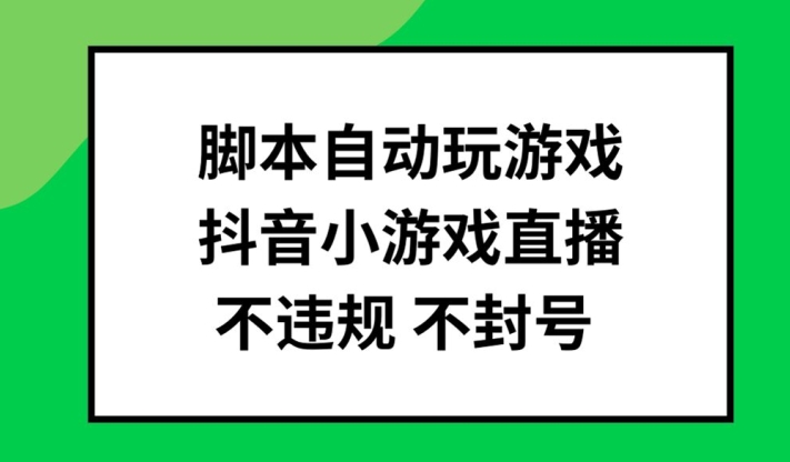 脚本自动玩游戏，抖音小游戏直播，不违规不封号可批量做【揭秘】-网赚项目平台