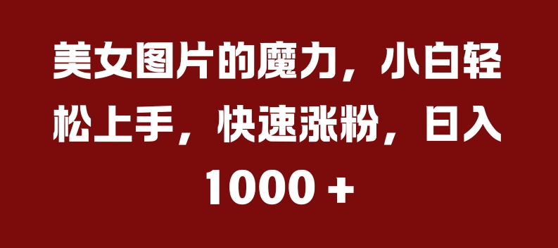 美女图片的魔力，小白轻松上手，快速涨粉，日入几张【揭秘】-网赚项目平台