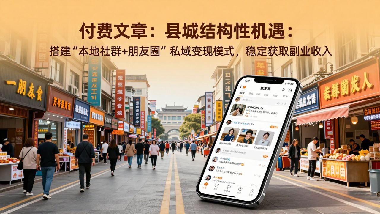 付费文章：县城结构性机遇：搭建“本地社群+朋友圈”私域变现模式，稳定获取副业收入-网赚项目平台
