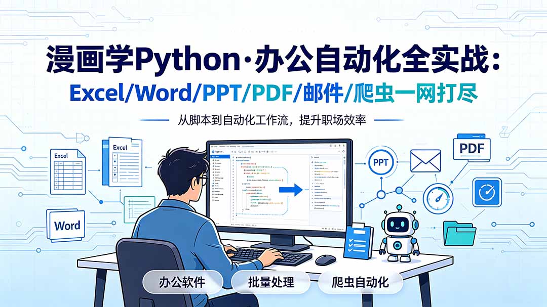漫画学Python·办公自动化全实战：Excel/Word/PPT/PDF/邮件/爬虫一网打尽-网赚项目平台